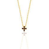 Black Onyx Tiny Cross Necklace 18K